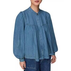 NEW ENTRO cuffed long sleeved top in blue